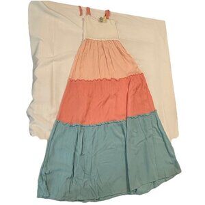 Bebop Maxi Dress Medium Tiered Color Blocked Boho Resort Stretch Sleeveless